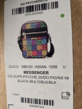 Gucci Multicolor GG Psychedelic Mini Messenger Bag with Black Trim